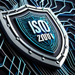 **Image Prompt:** A stylized shield with the ISO 27001 logo emblazoned on it, deflecting streams of digital data representing cyber threats. The background is a network of interconnected nodes and lines, symbolizing a secure information system. The overall tone is modern and reassuring, emphasizing digital protection.