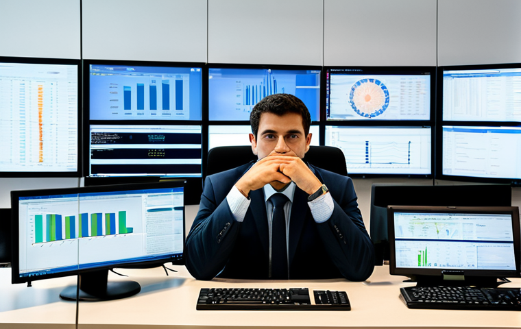 정보보안학 SOC Security Operations Center - **
"A professional IT security analyst, fully clothed in business casual attire, working at a bank ...