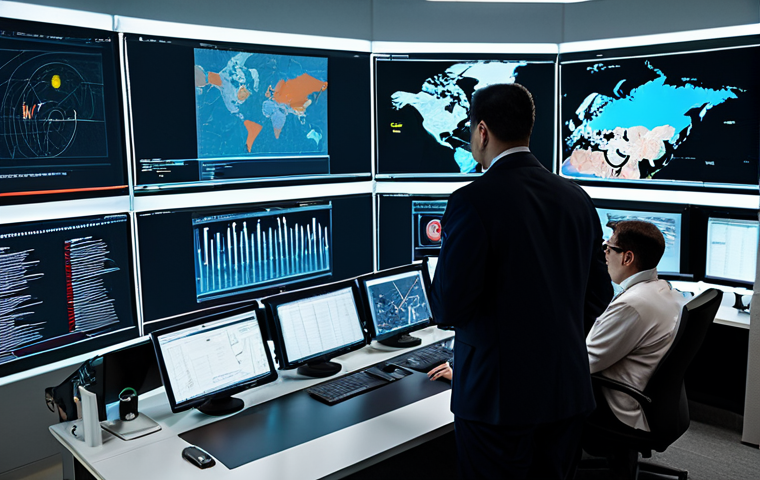 정보보안학 SOC  Security Operations Center - **

"A professional IT security analyst, fully clothed in business casual attire, working at a bank ...