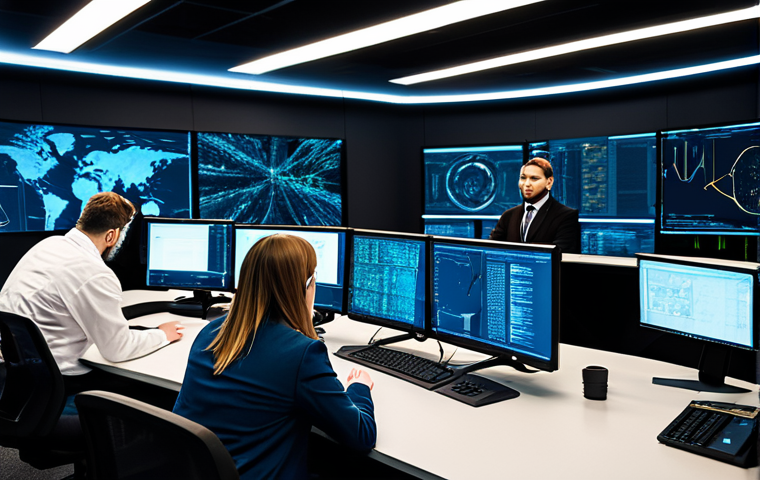 정보보안학 보안 사고 대응 훈련 - Incident Response Team in Action**
"A diverse team of cybersecurity professionals collaborating in ...