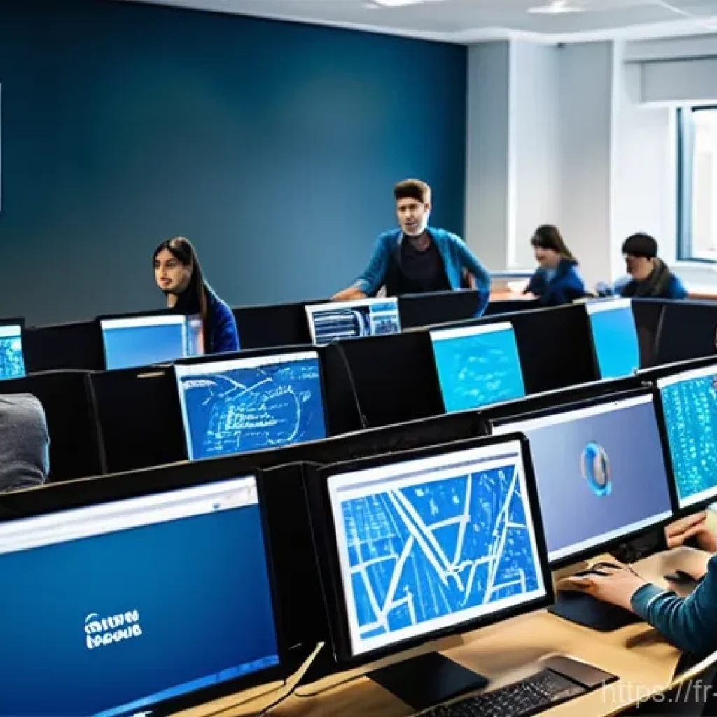 정보보안학 학위 취득 - **Prompt 1: Aspiring Cybersecurity Students in a Modern Classroom**
"A vibrant and diverse group...