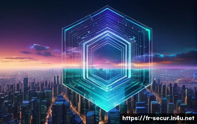 정보보안학 보안 프로토콜 - **Digital Fortress of Encryption**
Create a highly detailed, futuristic image of a digital citys...