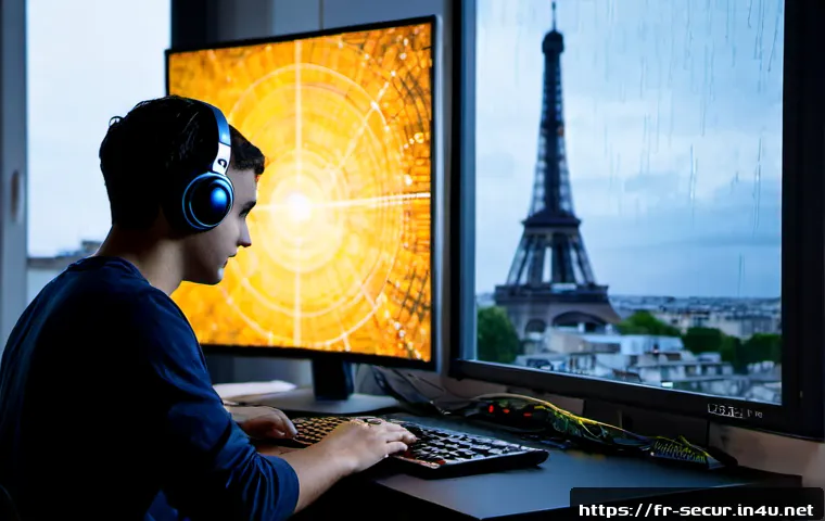 정보보안학 해킹 기법 - Photorealistic cybersecurity training lab in Paris, a French university student wearing casual cloth...